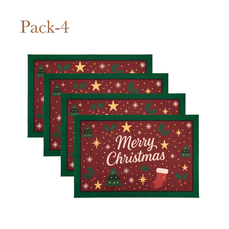 Christmas doormat with lettering and holly motif