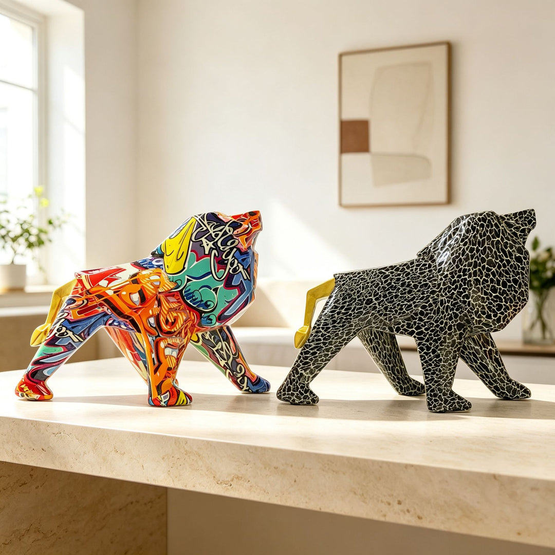 Colorful lion figure made of high-quality resin