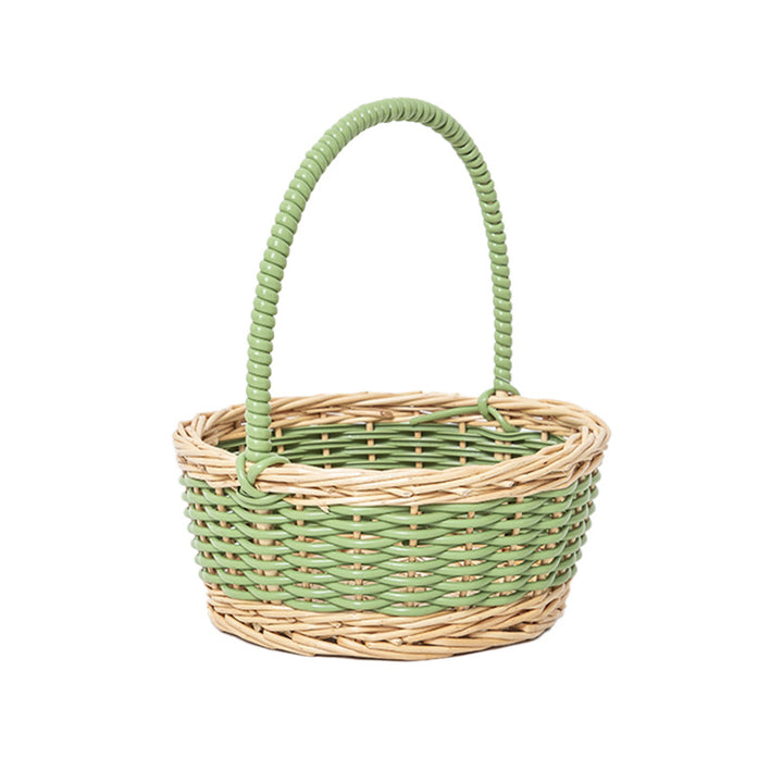 Braided storage basket with decorative cotton handles