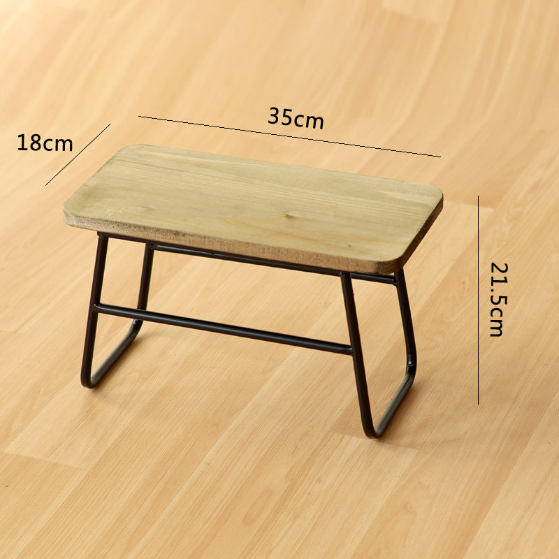 Modern wooden stool with metal frame