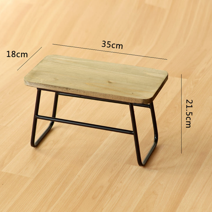 Modern wooden stool with metal frame