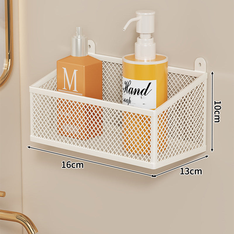 Wall-Mounted Metal Mesh Bathroom Storage Basket