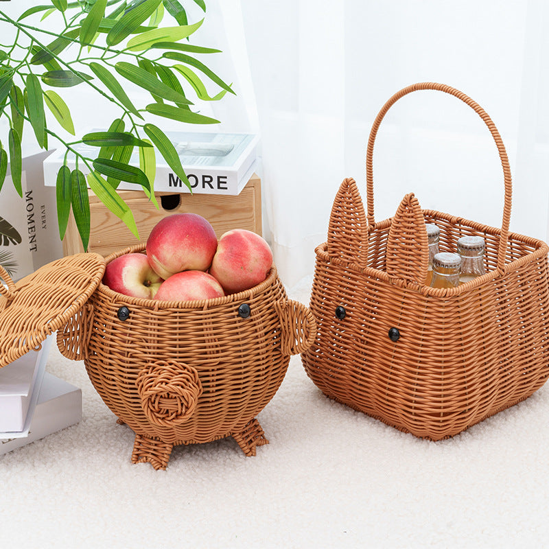 Decorative Animal-Shaped Woven Storage Basket