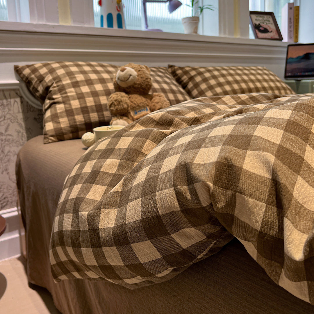 Soft Cotton Checkered Duvet Cover Set