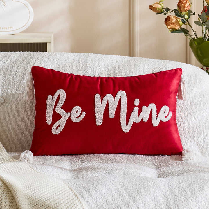 Tufted Tic-Tac-Toe Chenille Decorative Throw Pillow with Corner Tassels