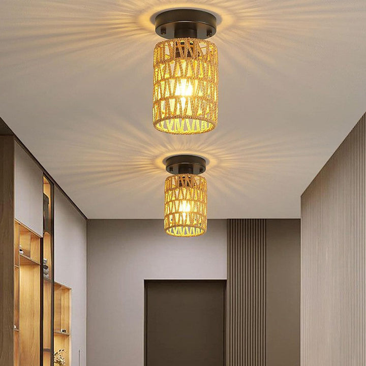Rattan ceiling light