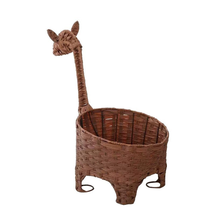 Decorative rattan storage basket with animal design