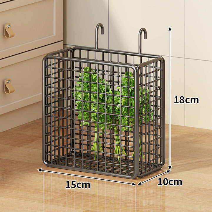 Rolling Metal Mesh Produce Storage Cart with Tall Vertical Compartment and Removable Shelves