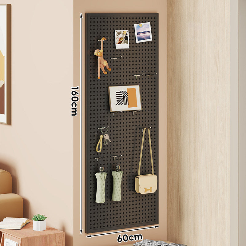 Wall-Mounted Perforated Pegboard Organizer Panel with Modular Hooks