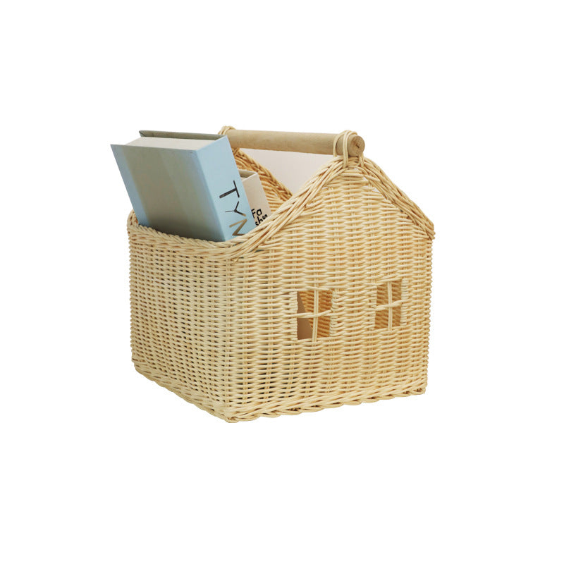 Playful storage basket in the shape of a house