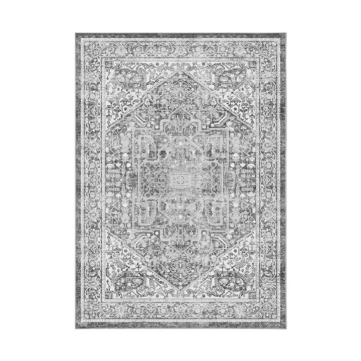 Vintage Distressed Persian-Style Machine-Woven Low-Pile Area Rug