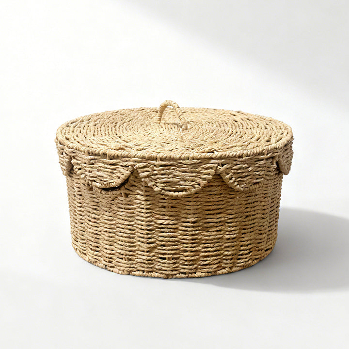 Rustic storage basket with lid