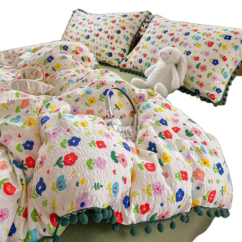 Heart Patterned Decorative Pillow and Duvet Cover Set