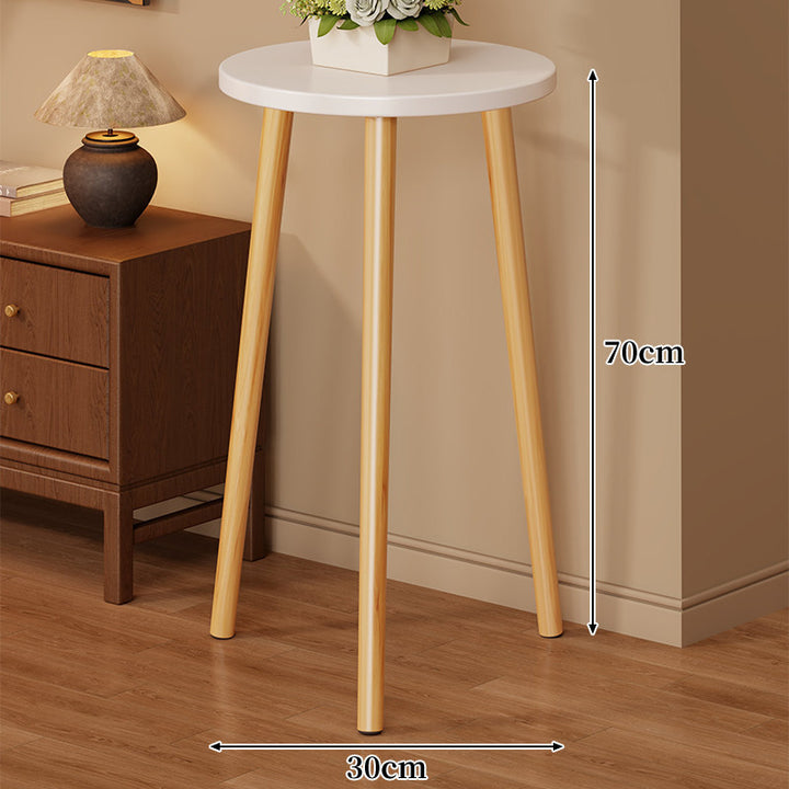 Two-Tier Round Side Table Plant Stand with Solid Wood Tripod Legs