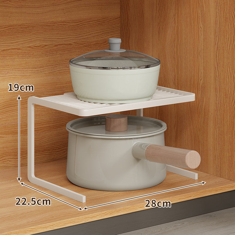 Double-Level Compact Cabinet Pot and Lid Organizer Shelf