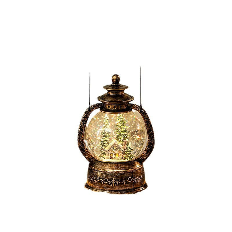 Nostalgic Christmas lantern with snow globe
