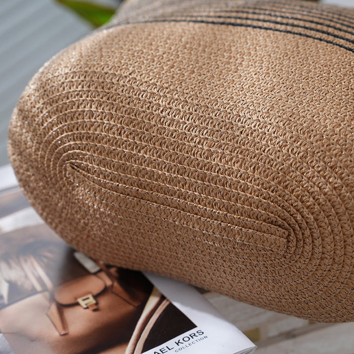 Basket bag with leather handles