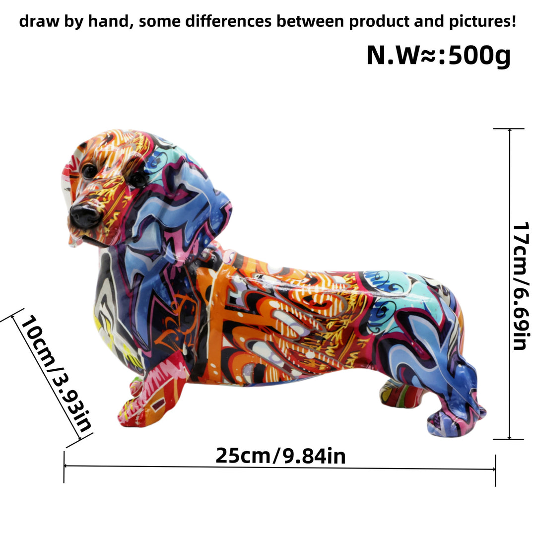 Colorful decorative figure of a dachshund