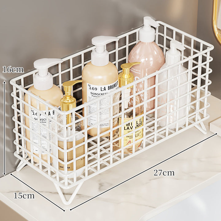 Square Chrome Wire Countertop Bathroom Bottle Organizer with Raised Feet