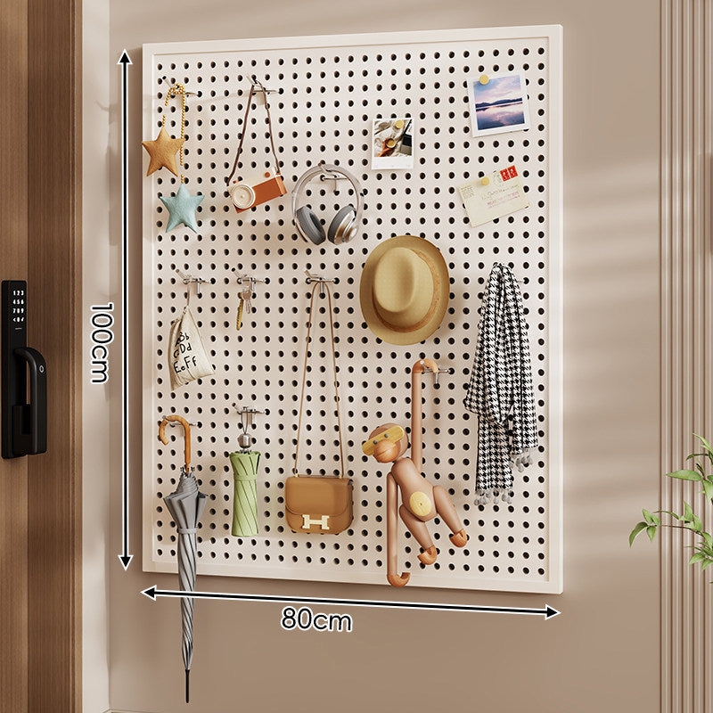 Wall-Mounted Perforated Pegboard Organizer Panel Large Square with Modular Hooks and Accessories