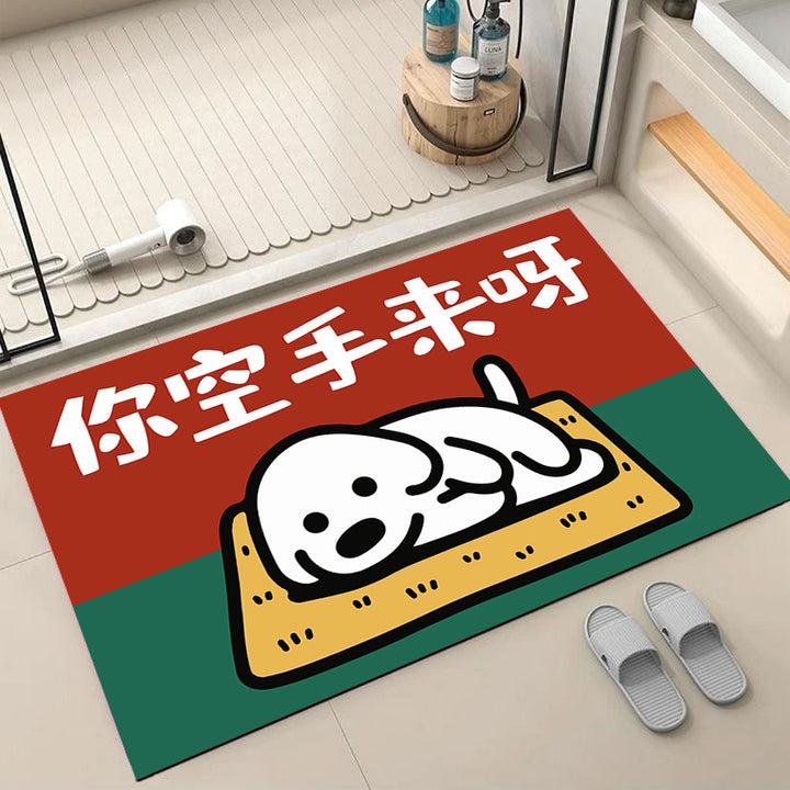 Cartoon Dog-Themed Welcome Mat