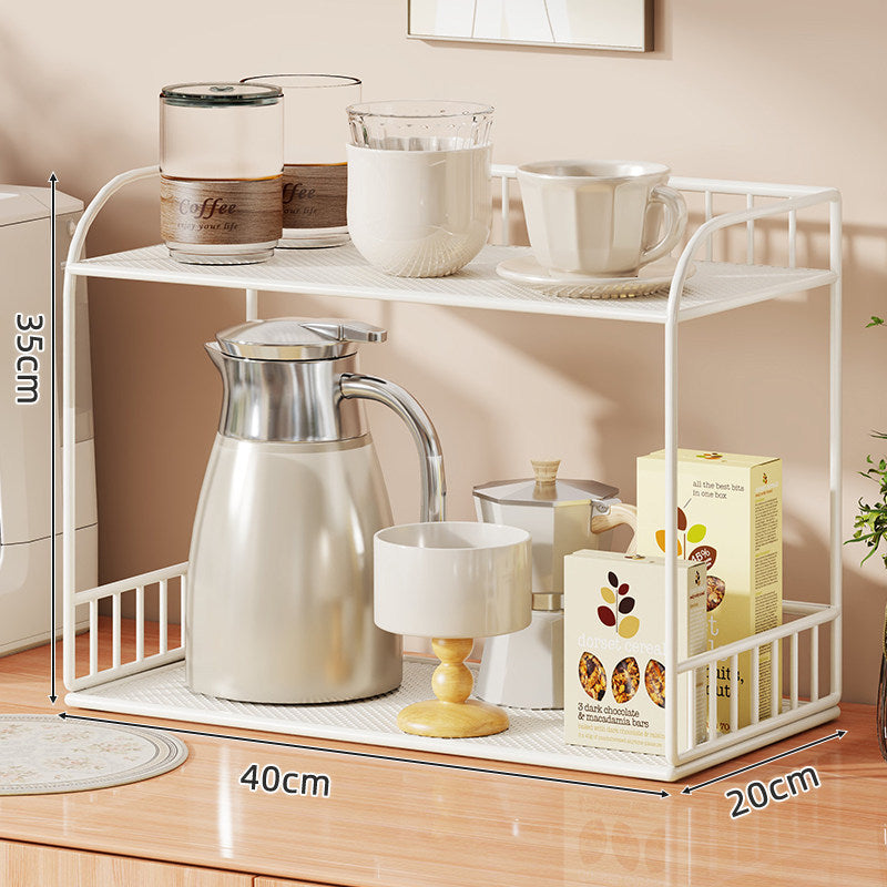 Compact Two-Shelf Mobile Kitchen & Home Service Trolley with Perforated Metal Shelves
