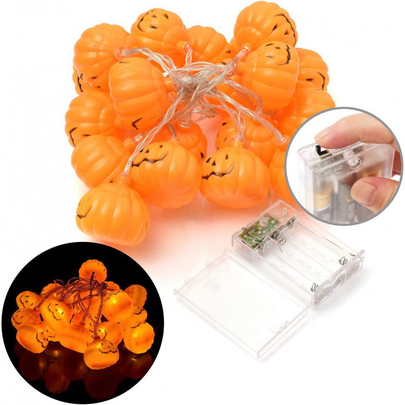 Amber Glass Skull Micro-LED String Lights on Clear Copper Wire