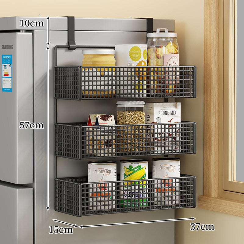 Over-Door Two Tier Metal Mesh Hanging Kitchen Storage Basket Organizer with Hooks