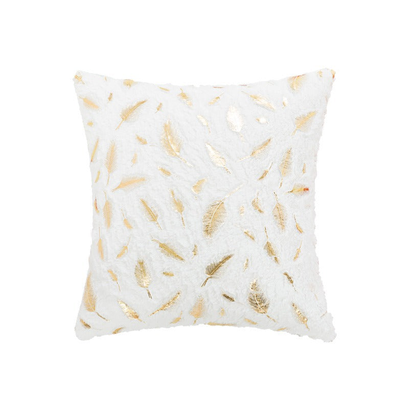 Textured Feather Print Throw Pillow