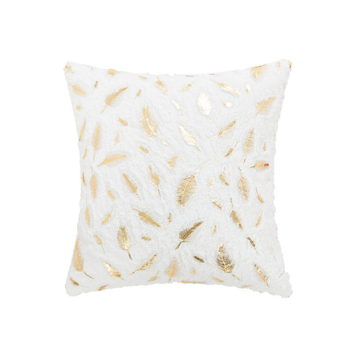Textured Feather Print Throw Pillow