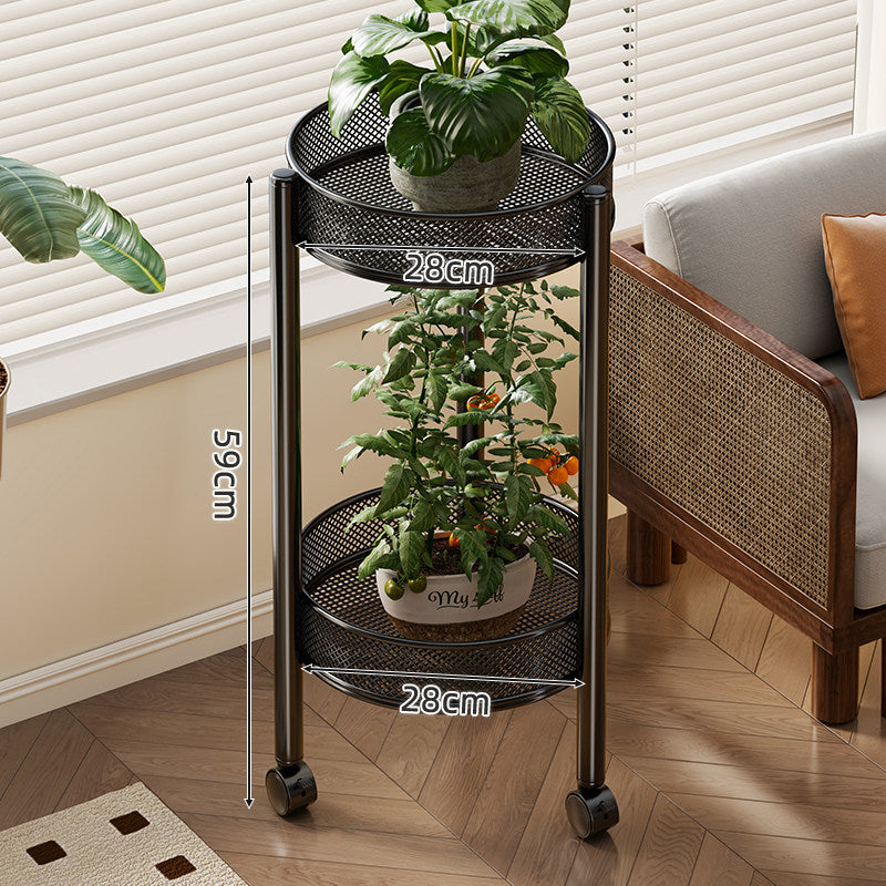 Two-Tier Round Metal Mesh Plant Stand