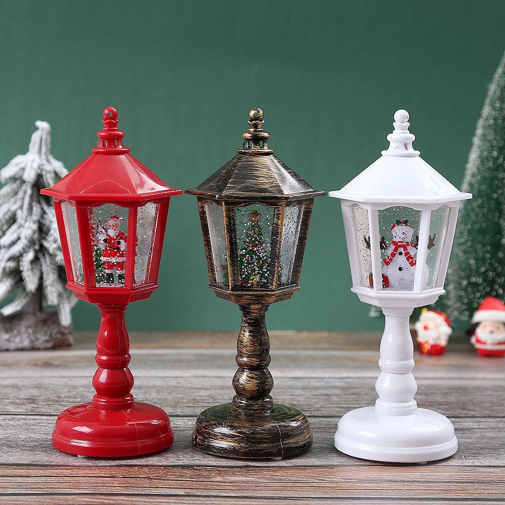 Nostalgic Christmas lantern with moving Santa scene