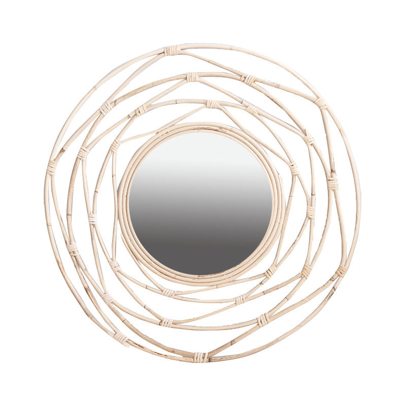 More Elegant Round Wall Mirror Made of Natural Rattan