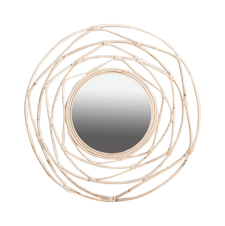 More Elegant Round Wall Mirror Made of Natural Rattan