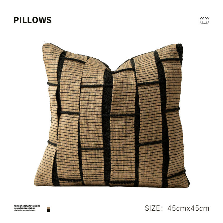 Decorative cushion cover made of woven cotton blend with structured checkered look