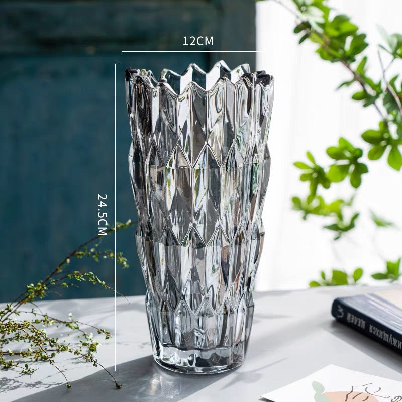 Geometric Cut Crystal Vase