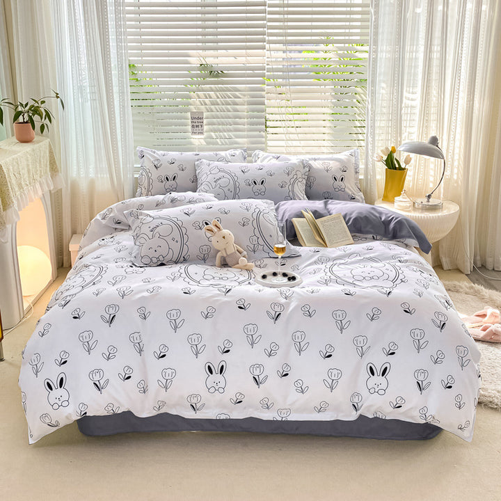 Playful Floral Cartoon Duvet Cover Set