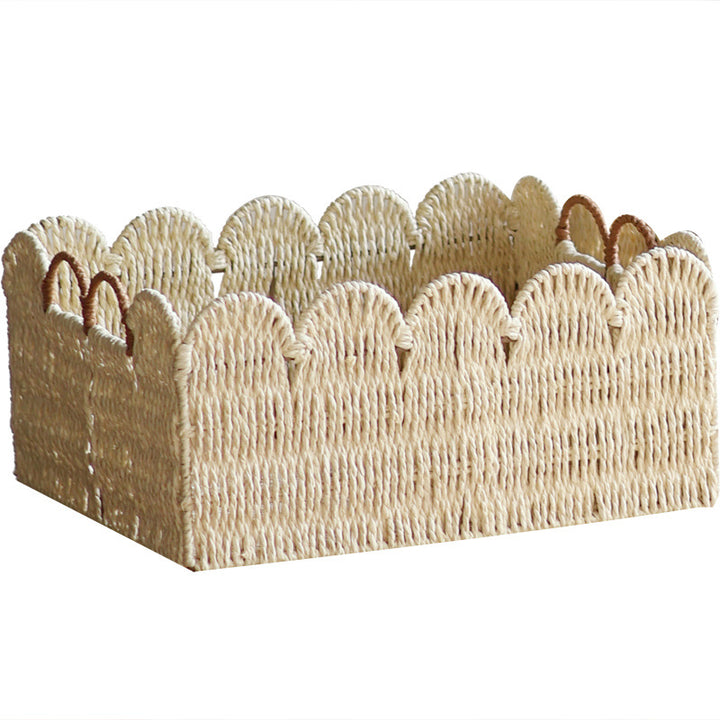 Handcrafted storage basket with wave edge