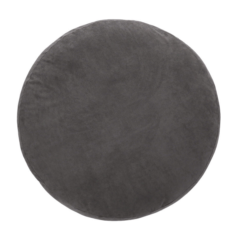 Round seat pouf with soft velvet cover, removable zipper, and shape-stable filling