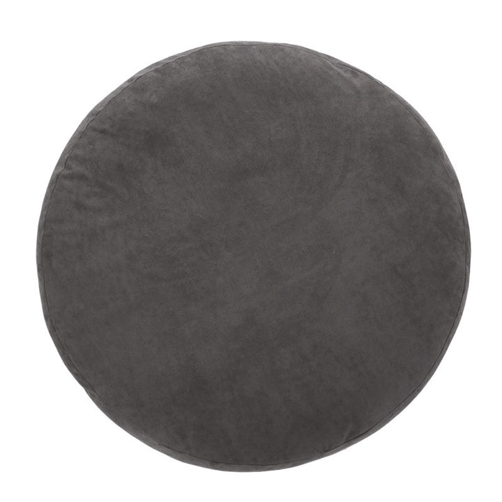 Round seat pouf with soft velvet cover, removable zipper, and shape-stable filling
