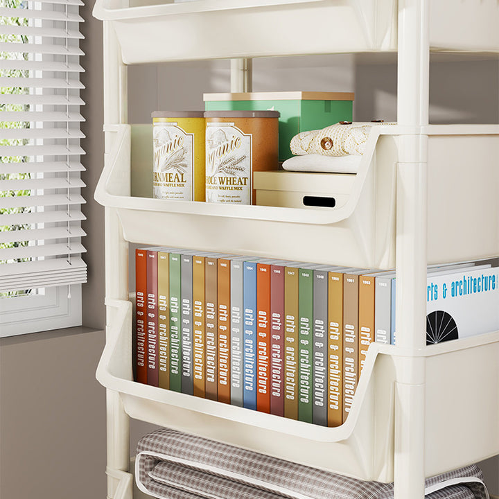 Compact Two-Tier Rolling Storage Cart with Removable Bins and Swivel Casters