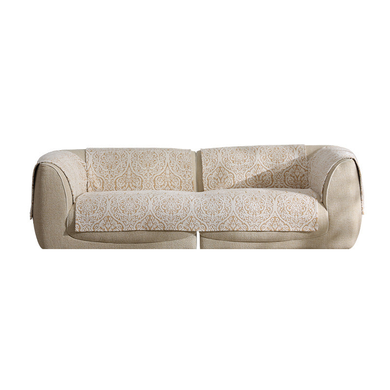 three-seater sofa with removable jacquard protective covers and curved armrests