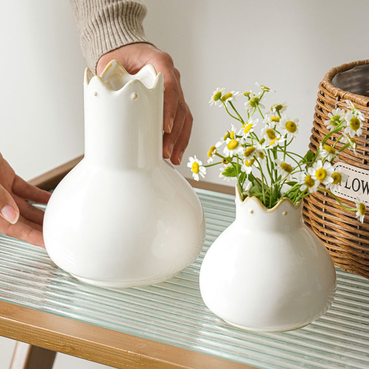 Elegant ceramic vase with wavy edge