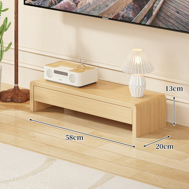 Low Solid Wood TV Media Console Bench with Open Rectangular Legs