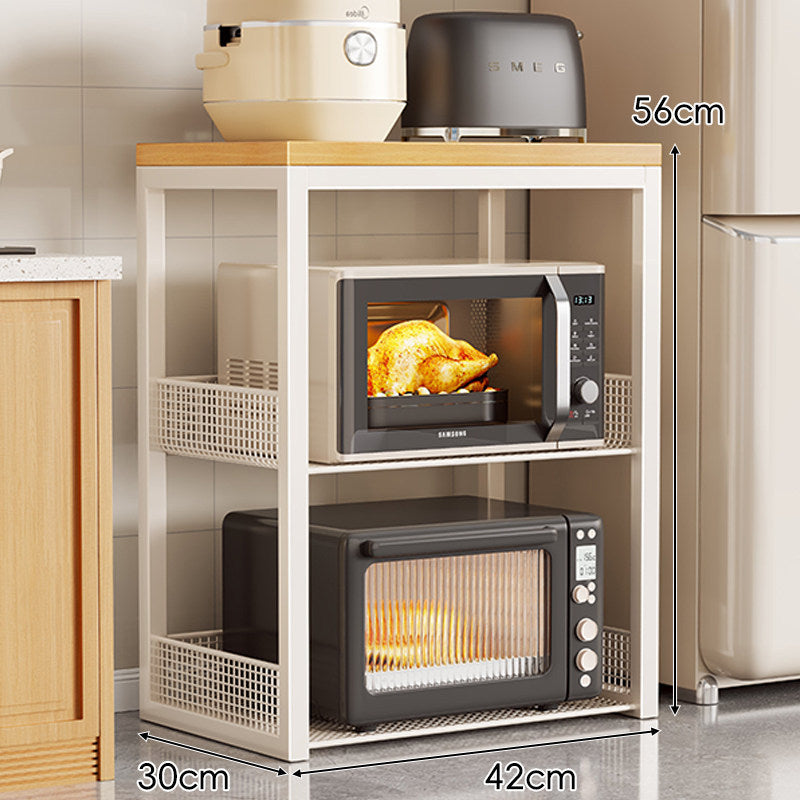 Rolling Kitchen Appliance Stand with Bamboo Top and Ventilated Mesh Shelves