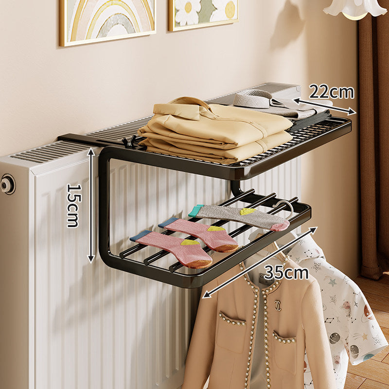 Radiator-Mounted Drying Shelf and Hanging Rack