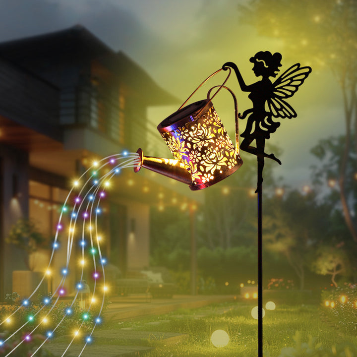 Solar Watering Can Fairy Garden Stake Light