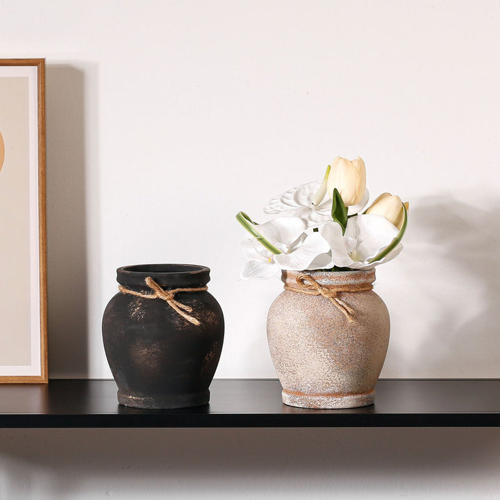 Rustic ceramic plant decoration