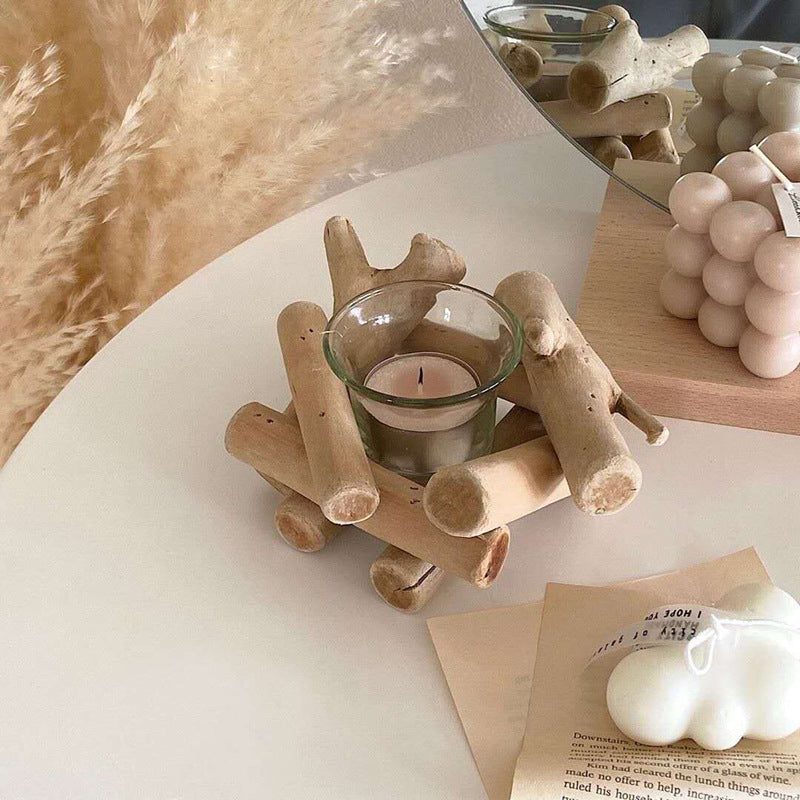 Rustic Natural Wood Candle Holder