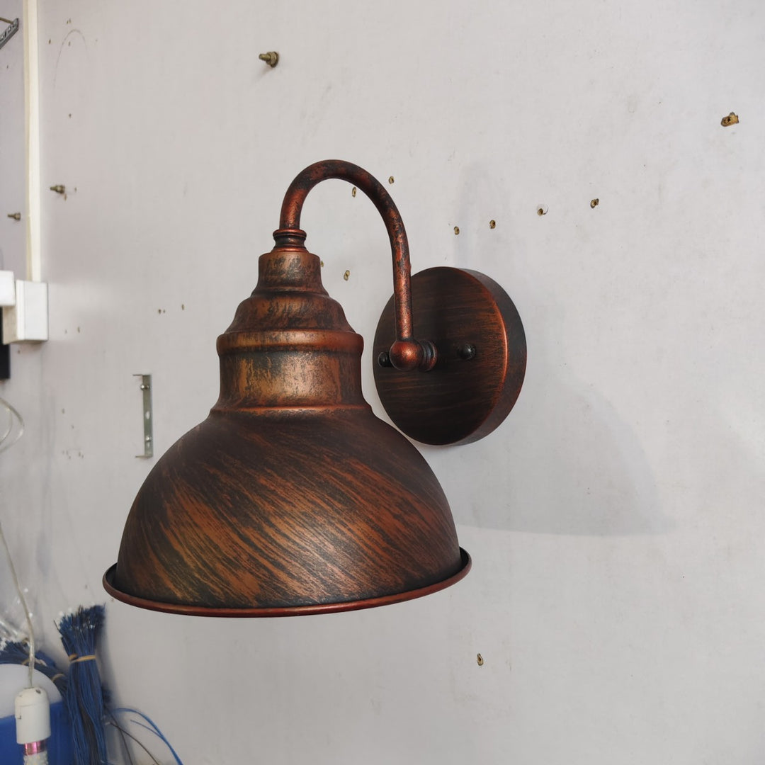 Vintage Industrial Worn Metal Wall Lamp with Curved Arms